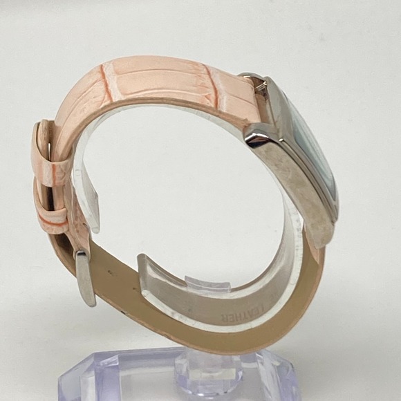Anne Klein Watch Women 32mm Silver Tone Pink Leather Band Rectangle New Battery - Picture 8 of 15